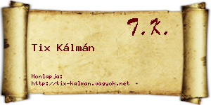 Tix Kálmán névjegykártya